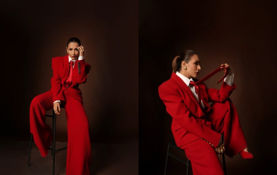 Malaika Arora Adds a Hot Edge to Formal Wear with Bold Red Details 930034