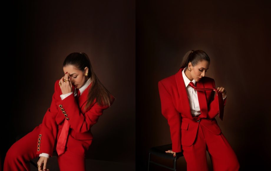 Malaika Arora Adds a Hot Edge to Formal Wear with Bold Red Details 930033