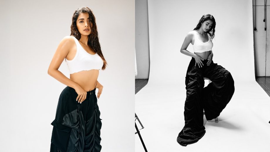 Pooja Hegde Stuns in Rocker-Inspired Outfit with Wet Hair and Bold Makeup 930020