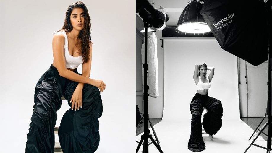 Pooja Hegde Stuns in Rocker-Inspired Outfit with Wet Hair and Bold Makeup 930019