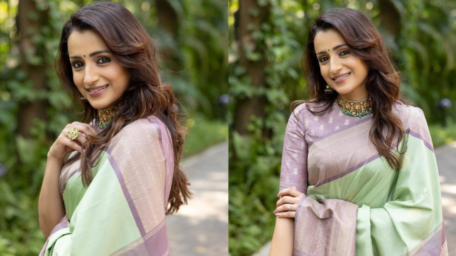 Rashmika Mandanna's Designer Satin Or Trisha Krishnan's Traditional Kanjivaram: Whose Saree Look Is Stunning? 929897