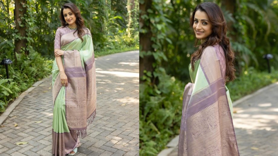 Rashmika Mandanna's Designer Satin Or Trisha Krishnan's Traditional Kanjivaram: Whose Saree Look Is Stunning? 929898