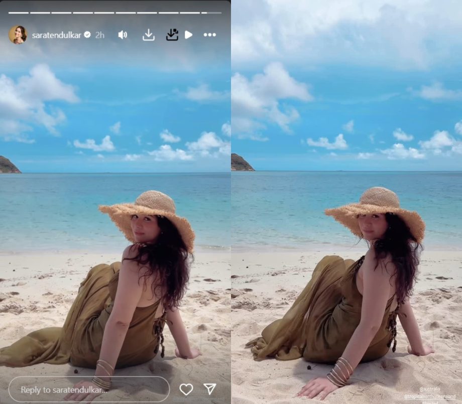 Vacation Goals: Sara Tendulkar Stuns In An Olive Green Backless Dress On The Beach 929676