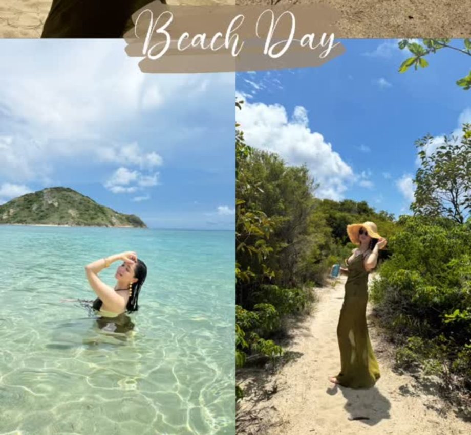 Vacation Goals: Sara Tendulkar Stuns In An Olive Green Backless Dress On The Beach 929680