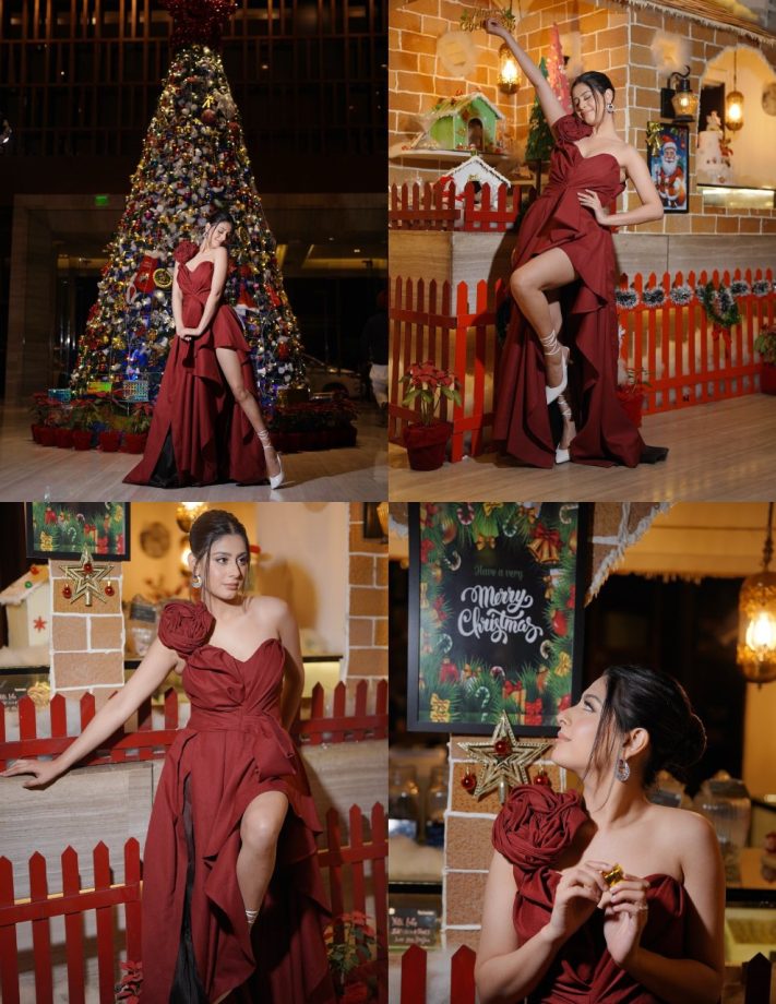 Isha Malviya Radiates Holiday Glam in Rusty Red Dress 931454