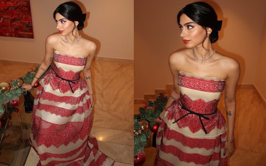 Khushi Kapoor Charms in Intricately Designed Red and White Dress 931221