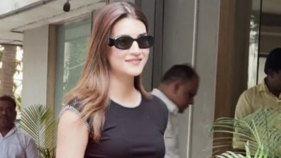 Kriti Sanon Keeps It Casual Yet Chic In Black Top & Denim Skirt At Aanand L Rai’s Office