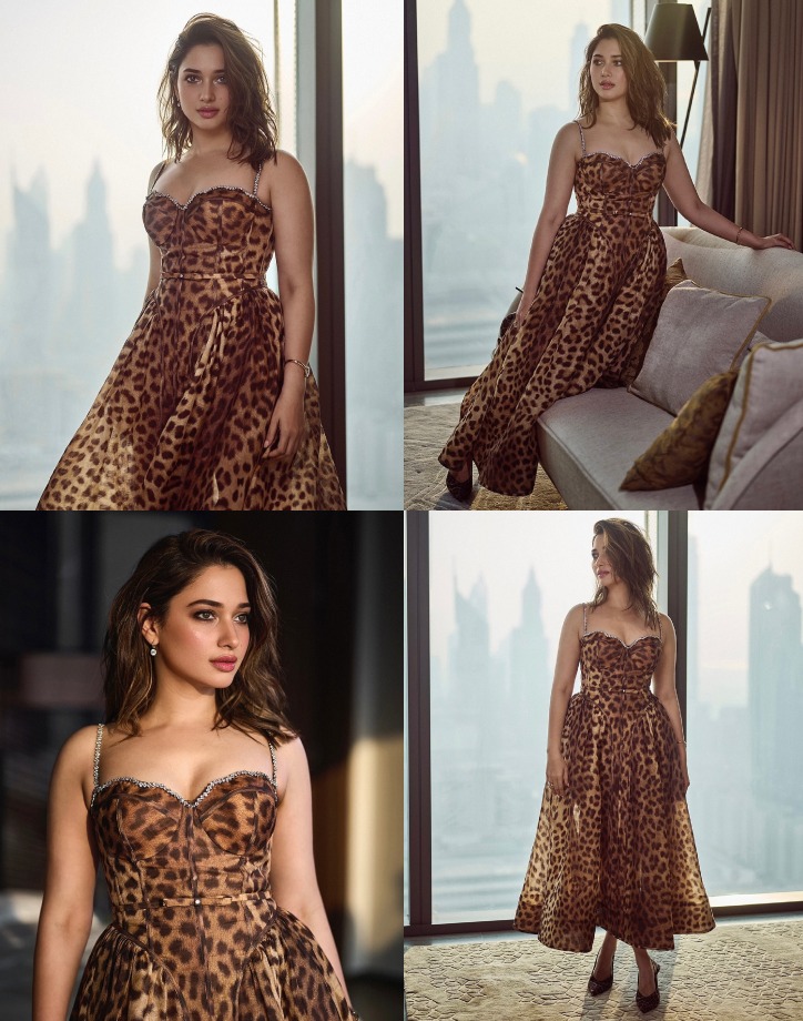 Tamannaah Bhatia Wows in a Daring Leopard Print Dress with Shimmering Details 931180