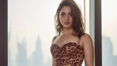 Tamannaah Bhatia Wows in a Daring Leopard Print Dress with Shimmering Details