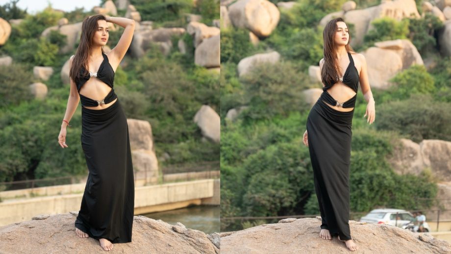 Tejasswi Prakash Stuns in a Chic Cutout Black Dress for Outdoor Photoshoot 933161