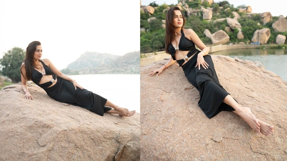 Tejasswi Prakash Stuns in a Chic Cutout Black Dress for Outdoor Photoshoot 933160