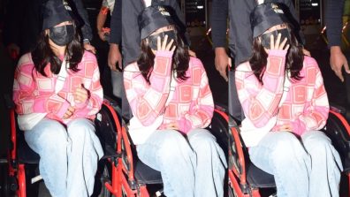 Despite the injury, the work must go on! Rashmika Mandanna spotted at Mumbai airport on a wheelchair!