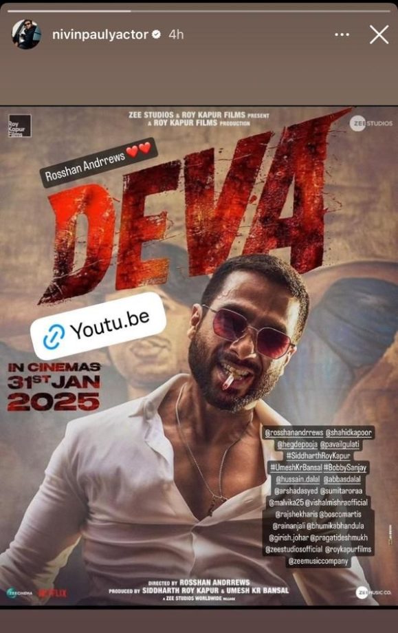 Zee Studios and Roy Kapur Films’ Deva Teaser Starring Shahid Kapoor, Directed by Rosshan Andrrews, Gets Love from Jyothika, Nivin Pauly, and More 931753