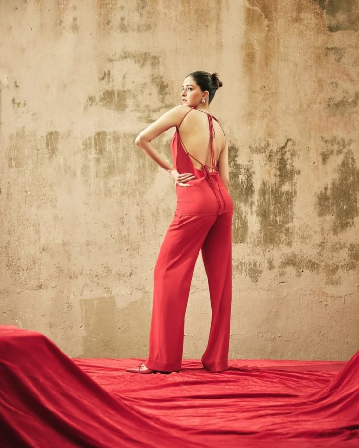 Ananya Panday Slays in Sleek Red Jumpsuit with Stunning Backless Detail 938757