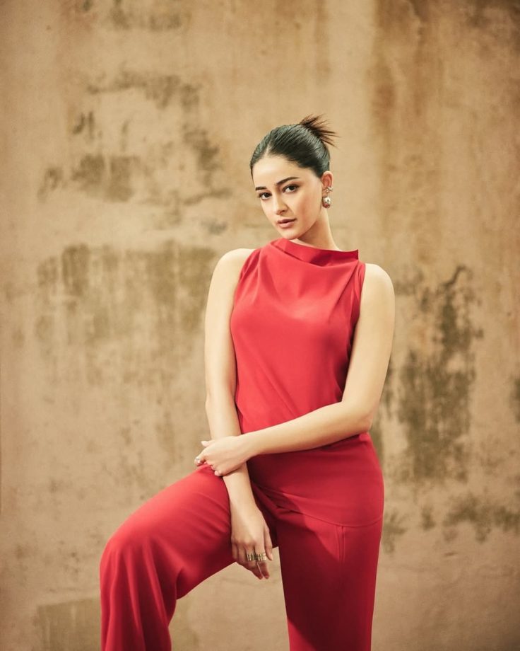 Ananya Panday Slays in Sleek Red Jumpsuit with Stunning Backless Detail 938758