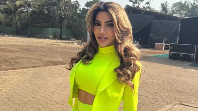 Nikki Tamboli Shines in Lime Green Power Look on MasterChef Set