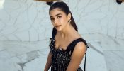 Pooja Hegde Shines in Black Bodycon Dress with Intricate White Threadwork and Bold Accessories 937074