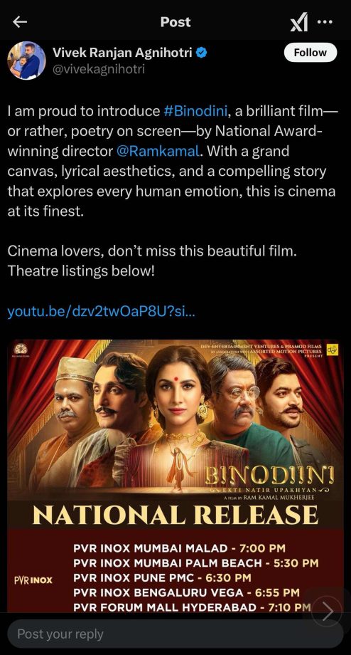 Ram Kamal Mukherjee's Bengali Magnum Opus Binodiini Ekti Natir Upakhyan gets PAN India support! 935285