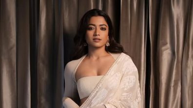 Rashmika Mandanna in a Timeless Off-White Cream Saree Look