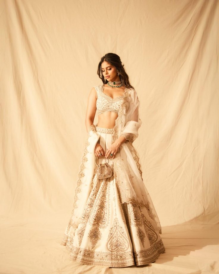 Suhana Khan Serves Wedding Vibes In Ivory Lehenga With Emerald Jewelleries 938374