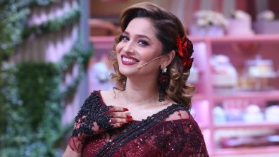 Ankita Lokhande Revives 90s Glam in a Maroon Saree