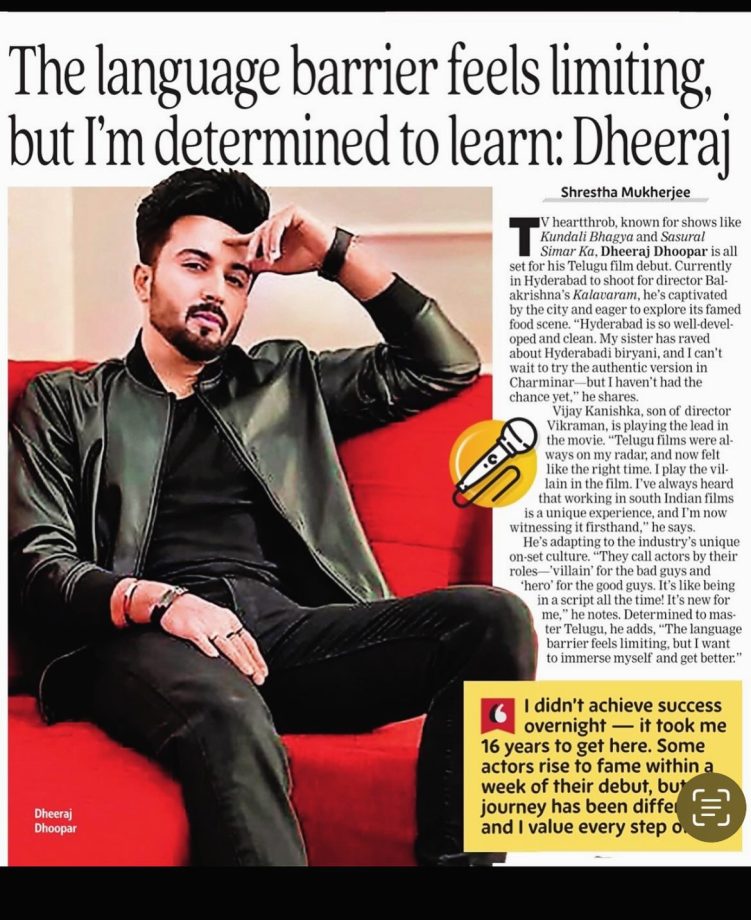 Dheeraj Dhoopar ventures into South cinema; opens up on Telugu debut with 'Kalavaram' 939979