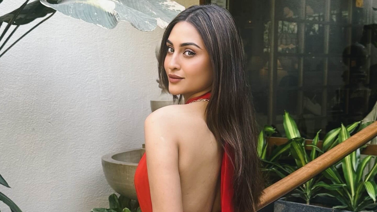 Krystle Dsouza in a Fiery Red Jumpsuit 940675