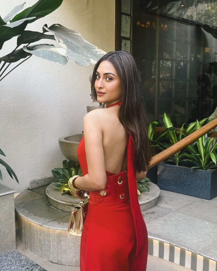 Krystle Dsouza in a Fiery Red Jumpsuit 940670