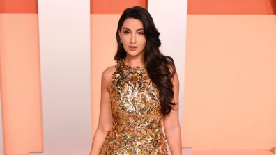 Nora Fatehi shines & glitters in a gold ensemble at the 2025 Vanity Fair Oscars Afterparty