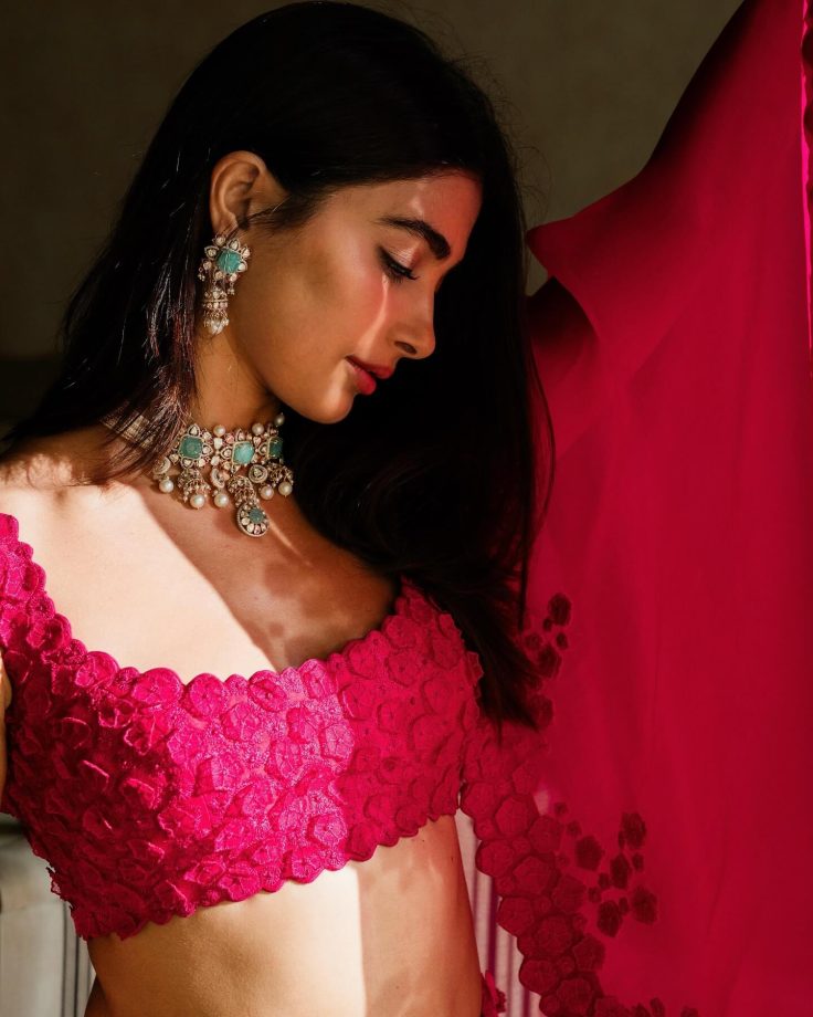 Pooja Hegde's Rani Pink Lehenga With 3D Flowers Is A Dream - See Pics 940649