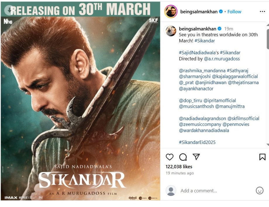 Release Date Announced! Sajid Nadiadwala's Sikandar is arriving in cinemas on 30th March 2025! 941199