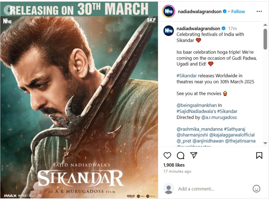 Release Date Announced! Sajid Nadiadwala's Sikandar is arriving in cinemas on 30th March 2025! 941200