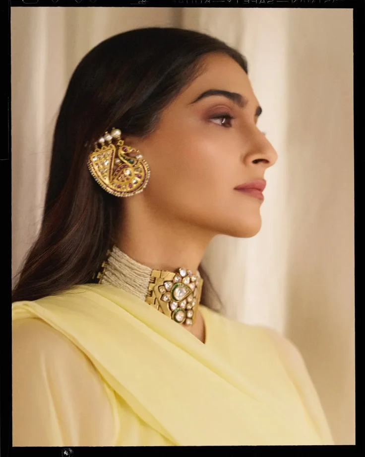 Sonam Kapoor Awes in a Light Yellow Saree-Inspired Maxi Dress 940600